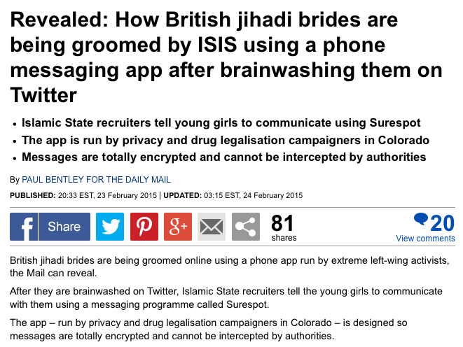 Daily Mail - British jihadi brides groomed using messaging app