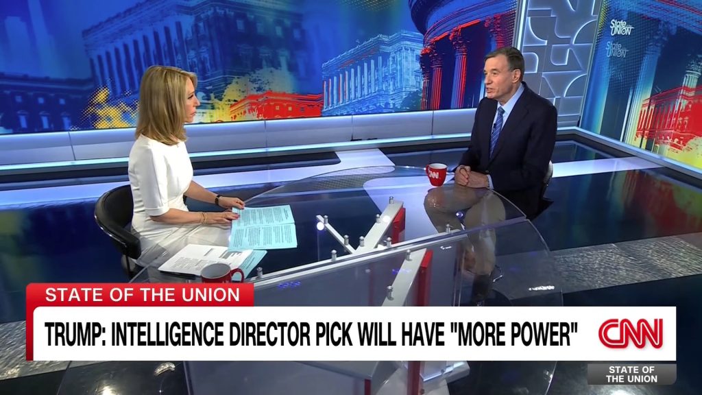 Dana Bash interviewing Senator Mark Warner (D-VA) on CNN's State of the Union program, 7 June 2026.